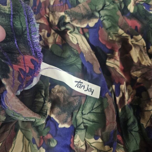 Tan Jay Vtg Midi Skirt Multicolor Leaf Foliage Woodland Fairy Sz 16 Cottagecore - Picture 5 of 9